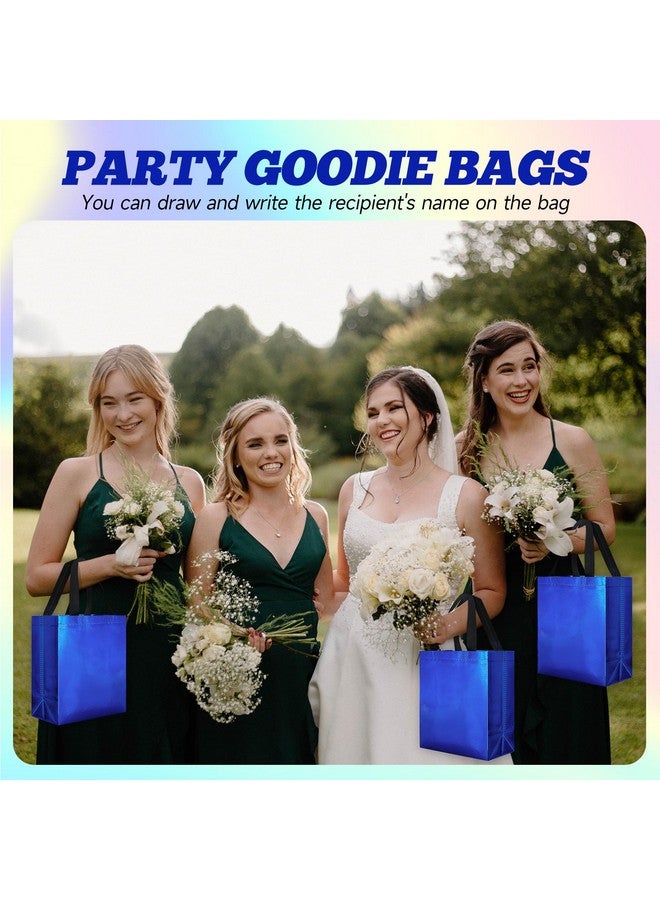 Eccliy 80 Pieces Gift Bags Set Glossy Reusable Tote with Handles Grocery Bags Bulk for Wedding, Bachelorette Party, Christmas(Medium,Blue) - Image 4