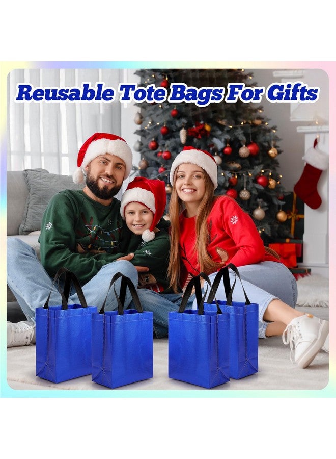 Eccliy 80 Pieces Gift Bags Set Glossy Reusable Tote with Handles Grocery Bags Bulk for Wedding, Bachelorette Party, Christmas(Medium,Blue) - Image 5
