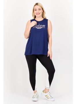 TOMMY SPORT Women Sportswear Fit Sleeveless Training Top, Navy  - Image 3