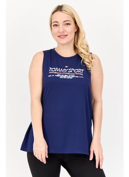 TOMMY SPORT Women Sportswear Fit Sleeveless Training Top, Navy  - Image 1