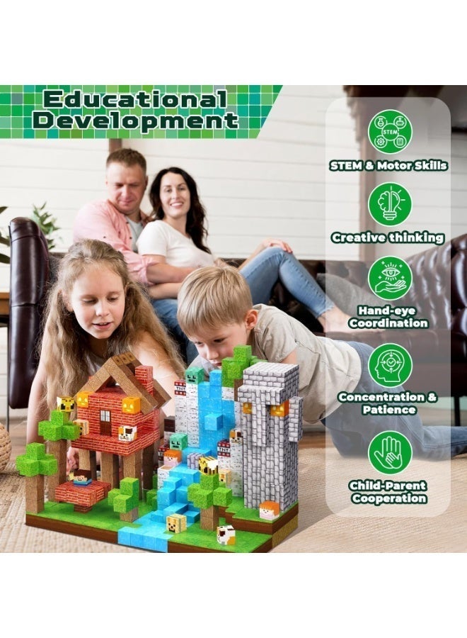 Neox 150 PCS Magnetic Blocks  Magnetic building Blocks Build Mine Magnet World & Creative Magnet Cubes Construction Set, STEM Sensory Magnetic Toys for Kids, Boys & Girls Ages 3-10, Classroom & Birthday Gifts Magnetic Toys for Kids - Image 5