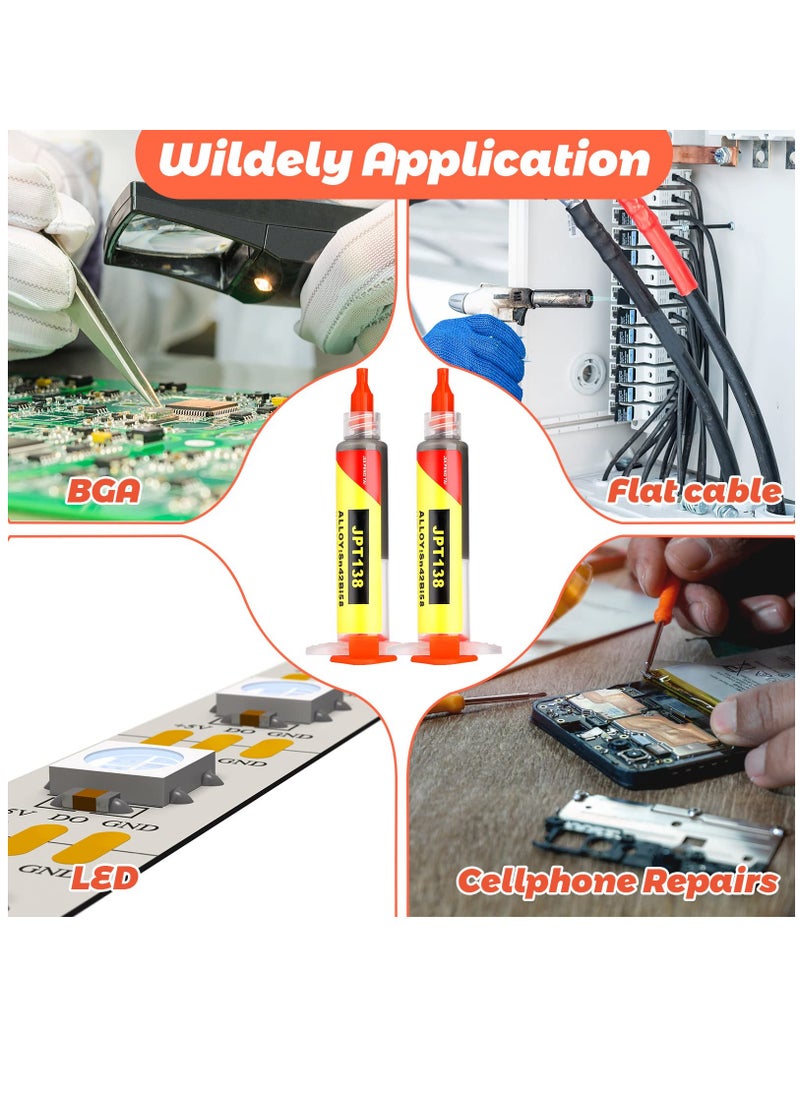 4 Pcs Solder Paste Syringe for Electronics Sn42 Bi58 Soldering Tin Melting Point 138 Low Temp No Clean Soldering Paste Suitable for Electronic Components BGA IC Soldering, Total 80g/ 2.8oz