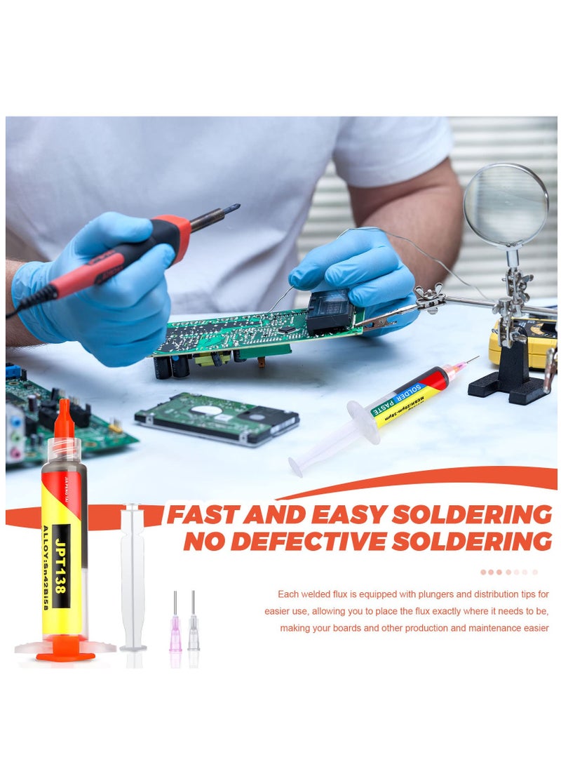4 Pcs Solder Paste Syringe for Electronics Sn42 Bi58 Soldering Tin Melting Point 138 Low Temp No Clean Soldering Paste Suitable for Electronic Components BGA IC Soldering, Total 80g/ 2.8oz