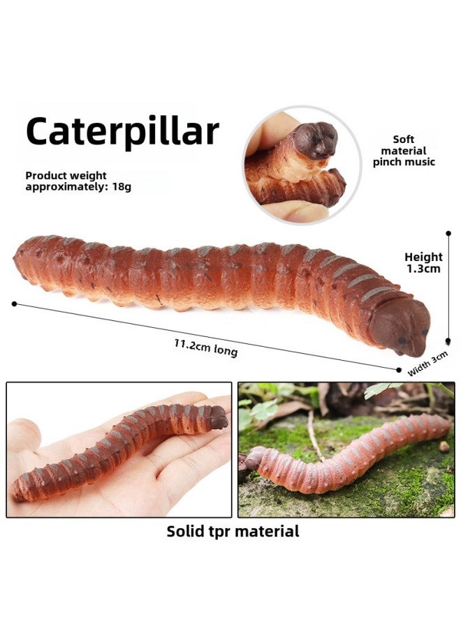 Children's Realistic Insect Toy Animal Models Honeybee Spider Dragonfly Butterfly Centipede Grasshopper Ant Lizard Figurines-Color:BY8057 Caterpillar  - Image 1