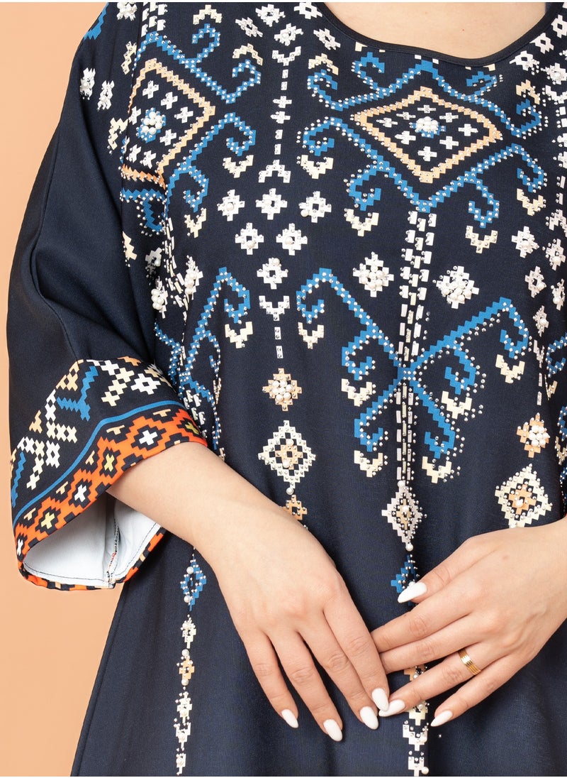 IKKXA Oriental Charm Jalabiya Blue  - Image 2