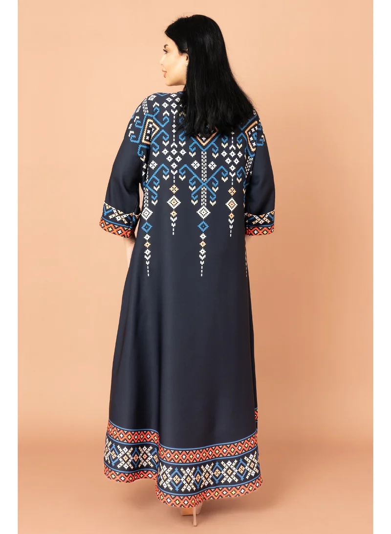 اكسا جلابية شرقية فخمة ازرق
