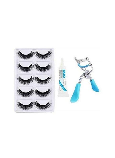 5 Pair False Eyelash 1 Eyelash Curler 1 Eyelash Glue