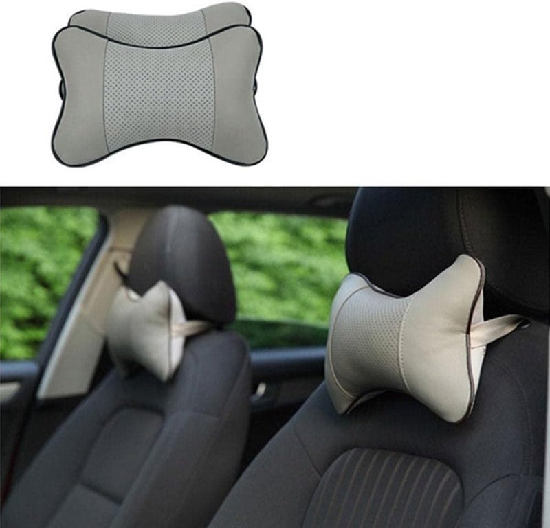 cheekyglo Car Neck Pillows Car Hedrest PVC Leather Neck Hedrest Backrest Protector Universal ccessories Cushion Hedrest uto Pillow-Gray - Image 2