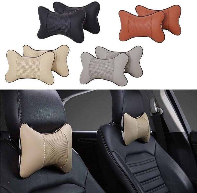cheekyglo Car Neck Pillows Car Hedrest PVC Leather Neck Hedrest Backrest Protector Universal ccessories Cushion Hedrest uto Pillow-Gray - Image 4