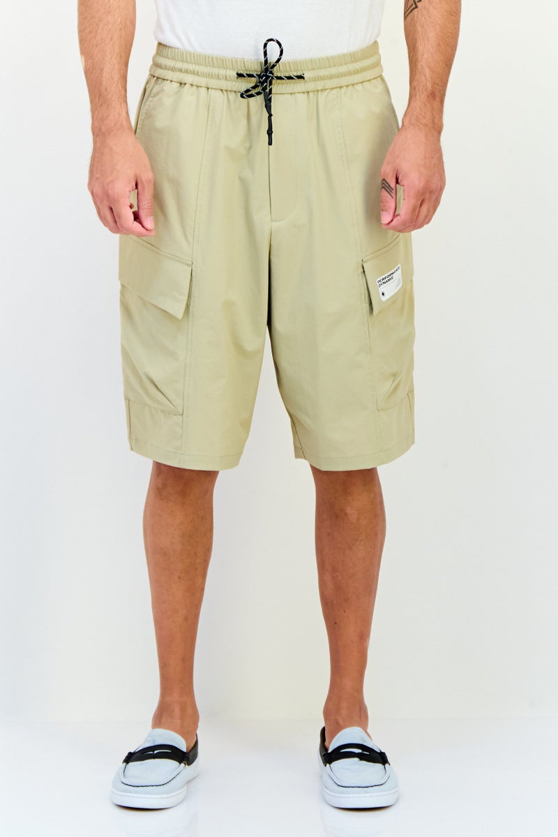 SELECTED Men Cargo Fit Solid Cargo Shorts, Beige - Image 1