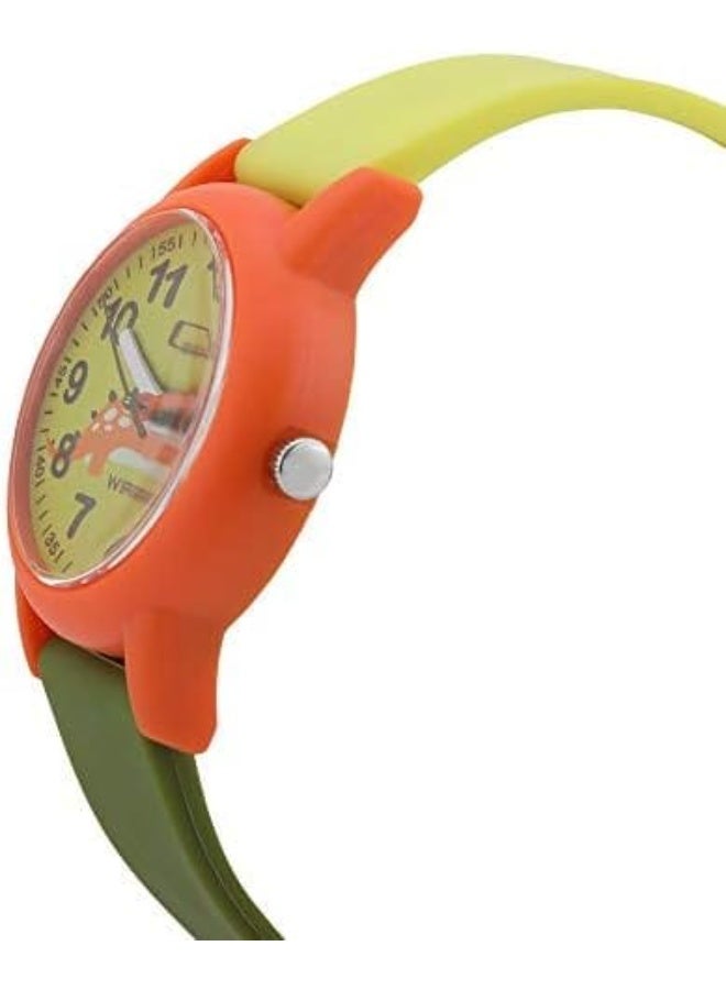 Q&Q Kids Unisex Analog Quartz Watch VS49J008Y - Orange & Green Dinosaur - Image 3