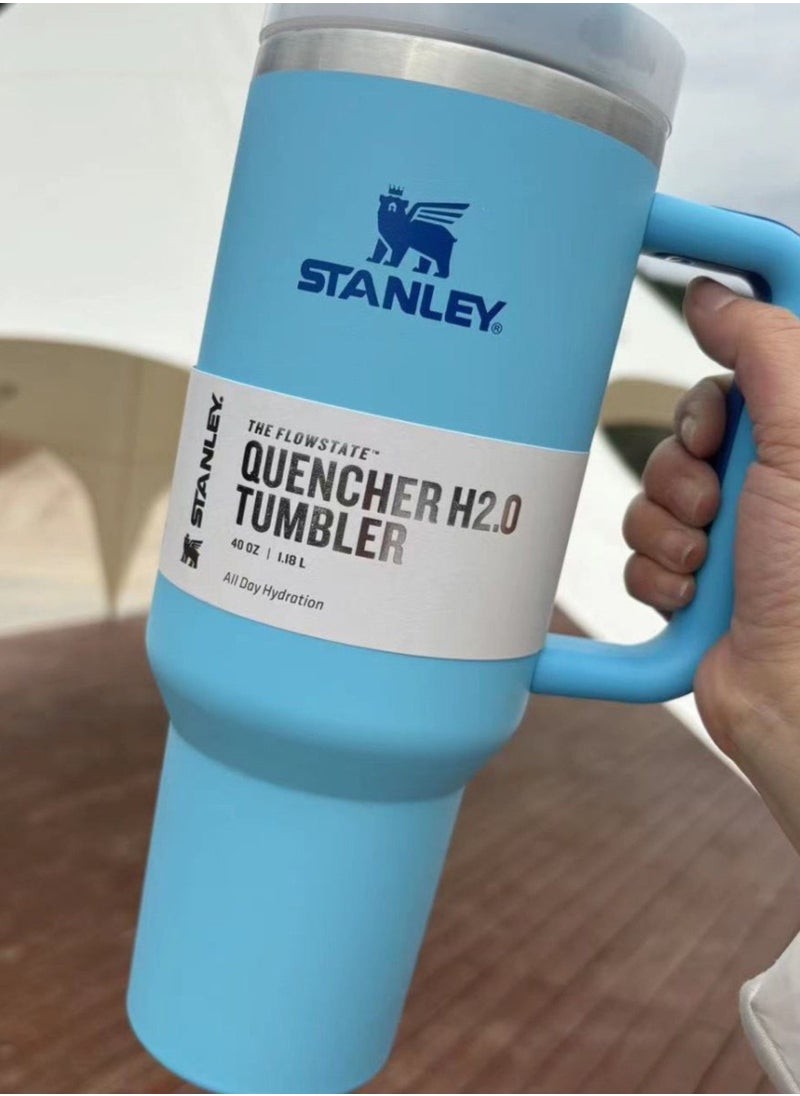 Stanley - H2.0 stainless steel vacuum thermal insulation cylinder with suction tube cover, apply to water, iced tea or coffee, juice, etc. - Image 1