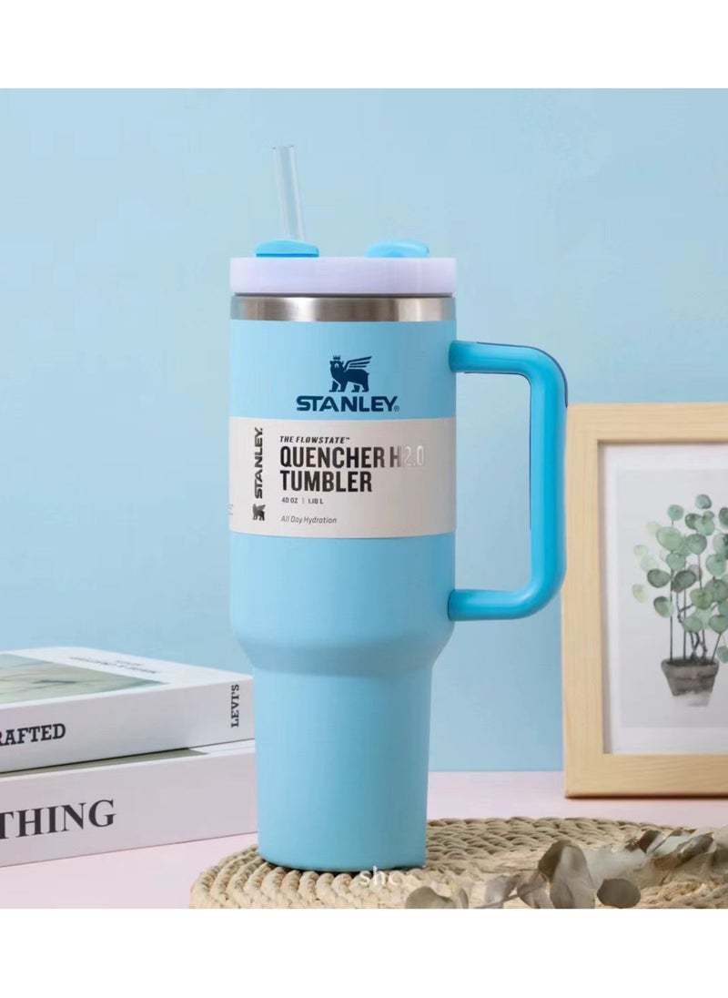 Stanley - H2.0 stainless steel vacuum thermal insulation cylinder with suction tube cover, apply to water, iced tea or coffee, juice, etc. - Image 1