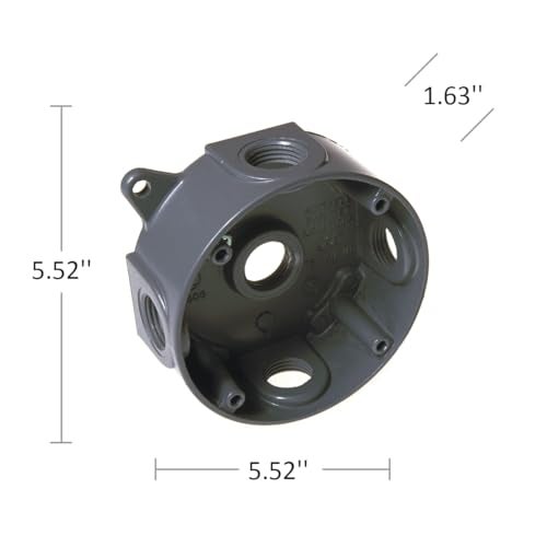 BELL 5361-0 Round Weatherproof Box, Five 1/2 in. Threaded Outlets, Gray - Image 2