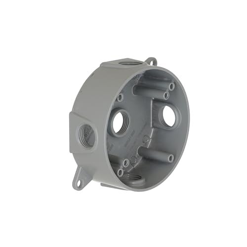 BELL 5361-0 Round Weatherproof Box, Five 1/2 in. Threaded Outlets, Gray - Image 5