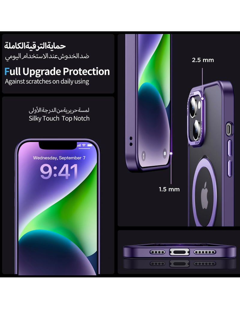 Eligo - iPhone 14 Plus MagSafe Case with Magnetic Invisible Stand,【Full Shockproof Protection】Matte Back Phone Cover with Magnet Kickstand for Apple 14 Plus (2022)(Purple) - Image 1