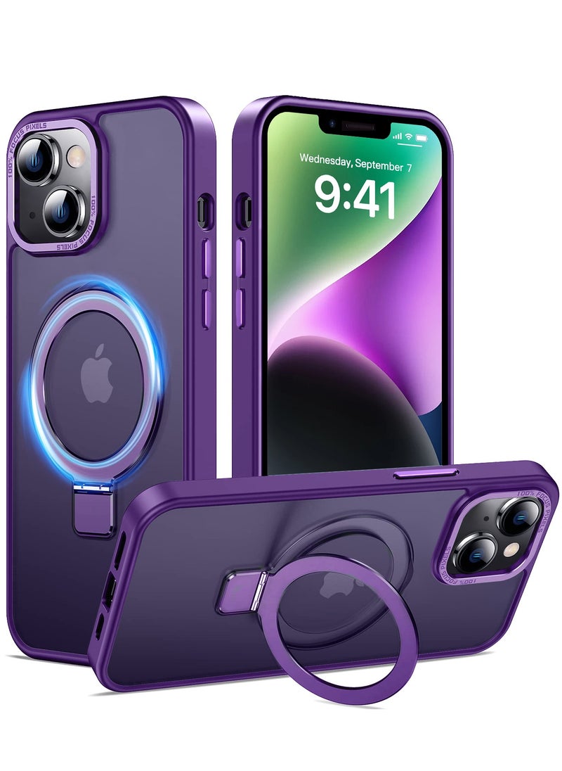 Eligo - iPhone 14 Plus MagSafe Case with Magnetic Invisible Stand,【Full Shockproof Protection】Matte Back Phone Cover with Magnet Kickstand for Apple 14 Plus (2022)(Purple) - Image 1