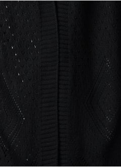 trendyol Black Oversize Midi Openwork/Hole Knitted Cardigan TWOAW24HI00331  - Image 4