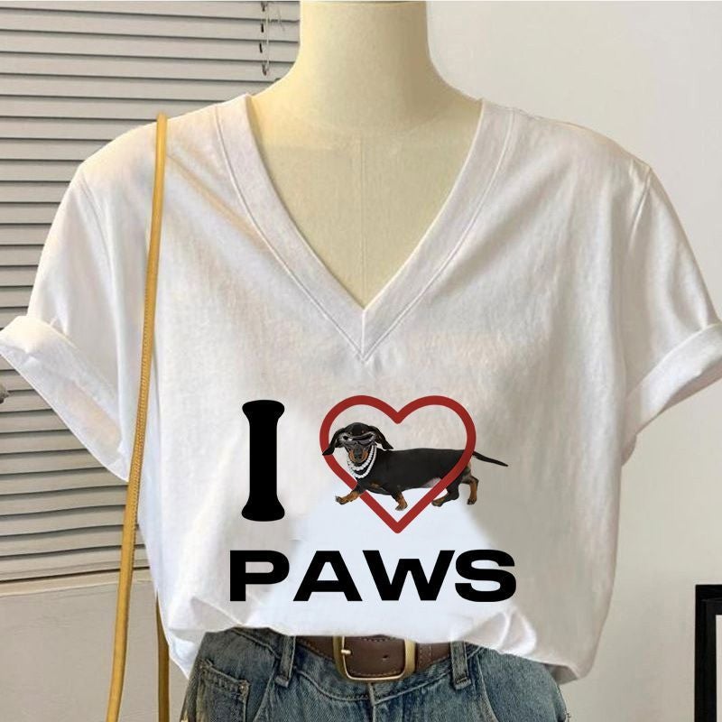 Summer 2026 Korean Style V-Neck White Short-Sleeve Women''s T-Shirt with Sweetheart Neckline, Large Size, Loose Fit, Slimming, High-End Feel Top - Image 5