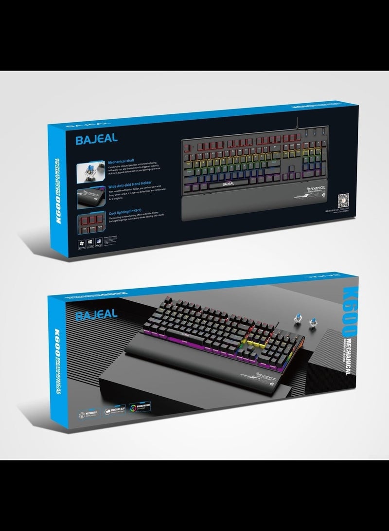 BAJEAL Mechanical Gaming Keyboard K600 with Palm Rest - Image 4