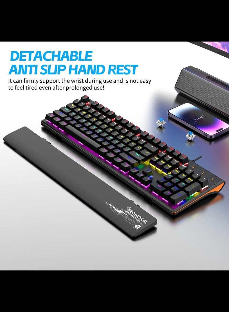 BAJEAL Mechanical Gaming Keyboard K600 with Palm Rest - Image 1