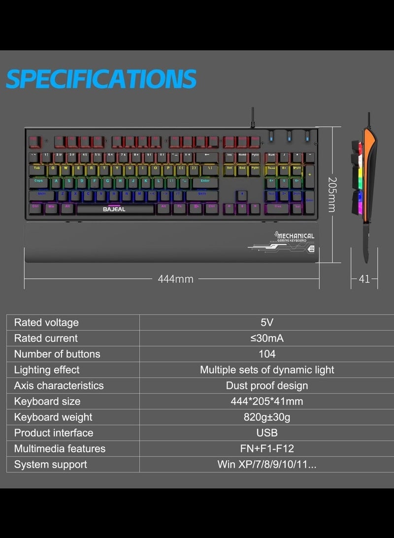 BAJEAL Mechanical Gaming Keyboard K600 with Palm Rest - Image 3