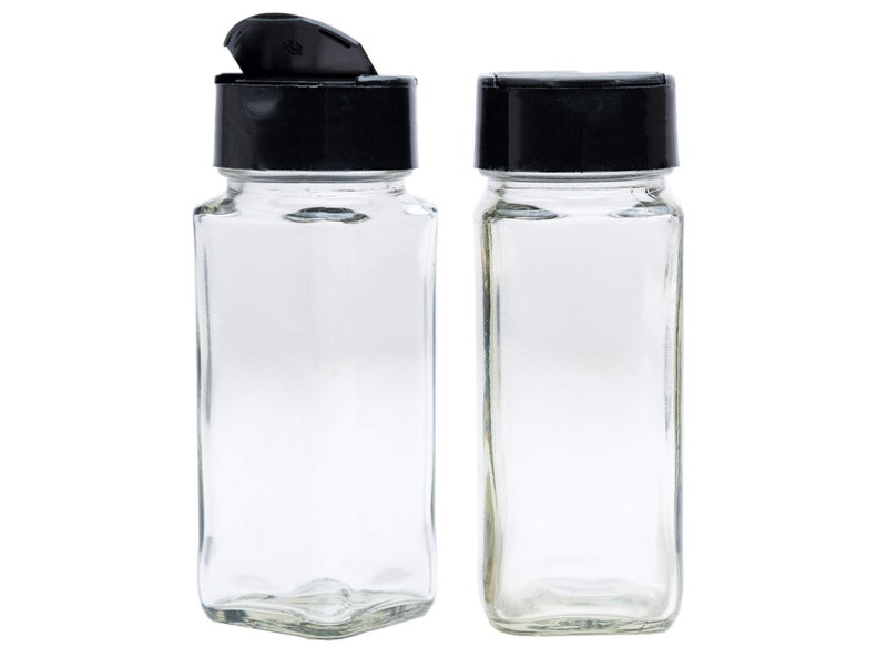 Vasukie Salt & Pepper Square Glass Spice Jar with Black Sifter Two Sided Sifter Cap,Masala jar Spice Container (Each Bottle 120ml)(12 Piece) - Image 2
