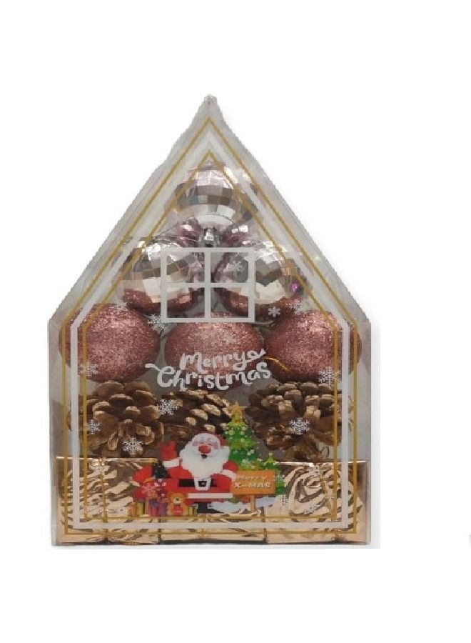 Tree Decorations Pack of 5 cm Mixed Shiny Decorations Pack of 12 Rose Gold