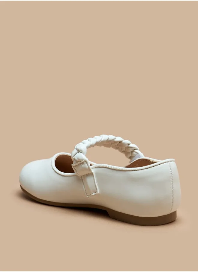 جونيورز Girls Solid Ballerina Shoes with Hook and Loop Closure