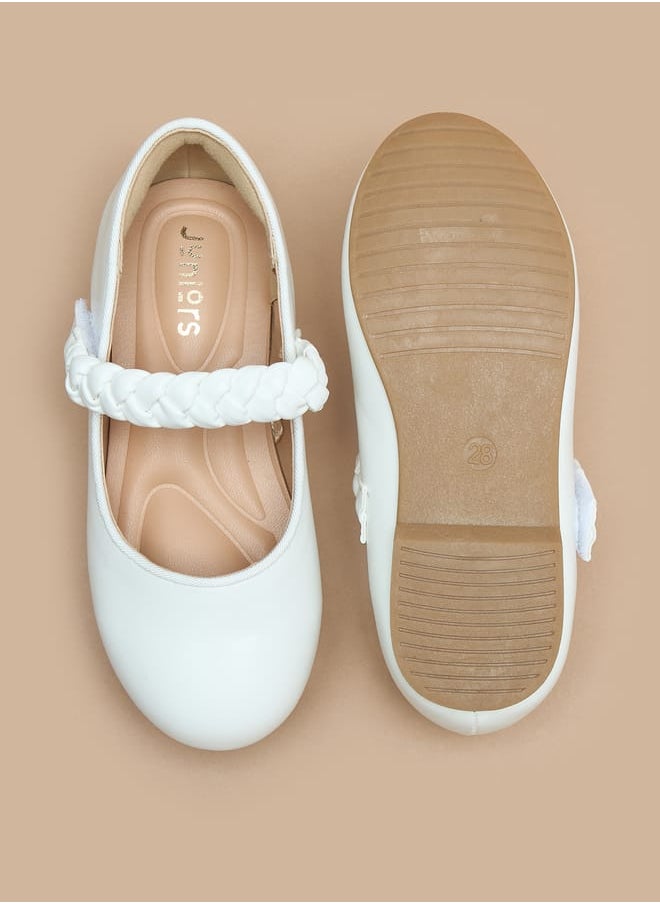 JUNIORS Girls Solid Ballerina Shoes with Hook and Loop Closure  - Image 4