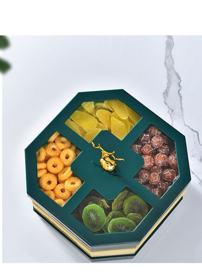 DARIYAH 3-Layer Decorative Fancy Cute Elf Food Grade Anti-fade 5- Grid Divided  Seeds, Candy, Dried Nuts, Melon, Snack, Fruit Tray With Dust Cover - Image 3