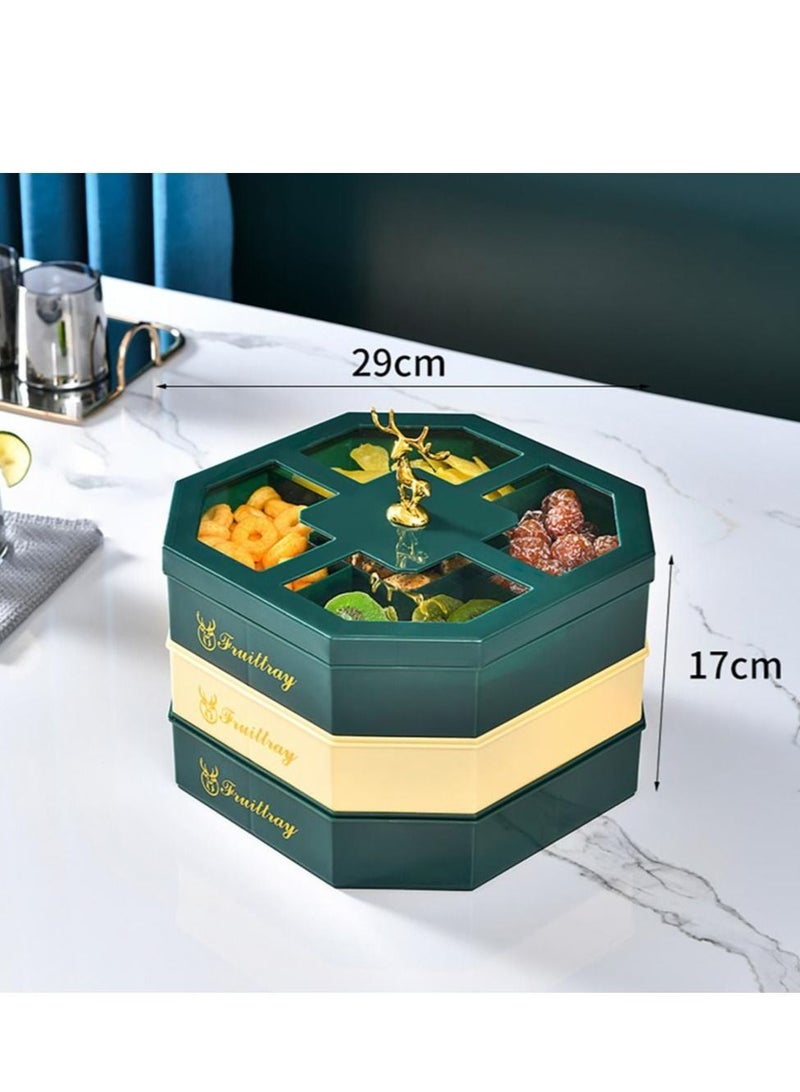 DARIYAH 3-Layer Decorative Fancy Cute Elf Food Grade Anti-fade 5- Grid Divided  Seeds, Candy, Dried Nuts, Melon, Snack, Fruit Tray With Dust Cover - Image 5