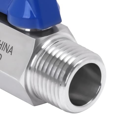 DERNORD 12 Inch Mini Ball Valve Stainless Steel Female x Male NPT Thread Shutoff Valve with Blue Handle Pack of 2 - Image 3