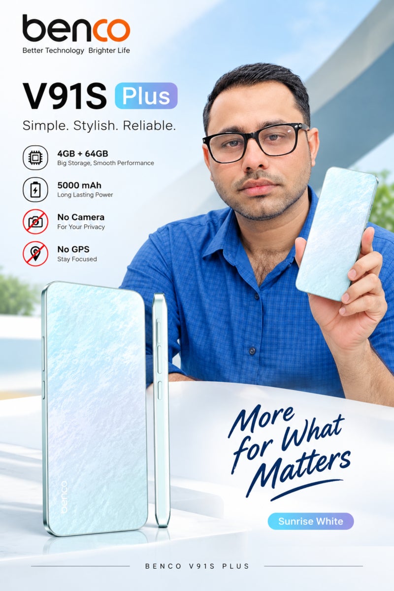 benco V91s Plus Dual SIM Sunrise White 4GB RAM 64GB 4G LTE No Camera and No GPS - Middle East Version - Image 2