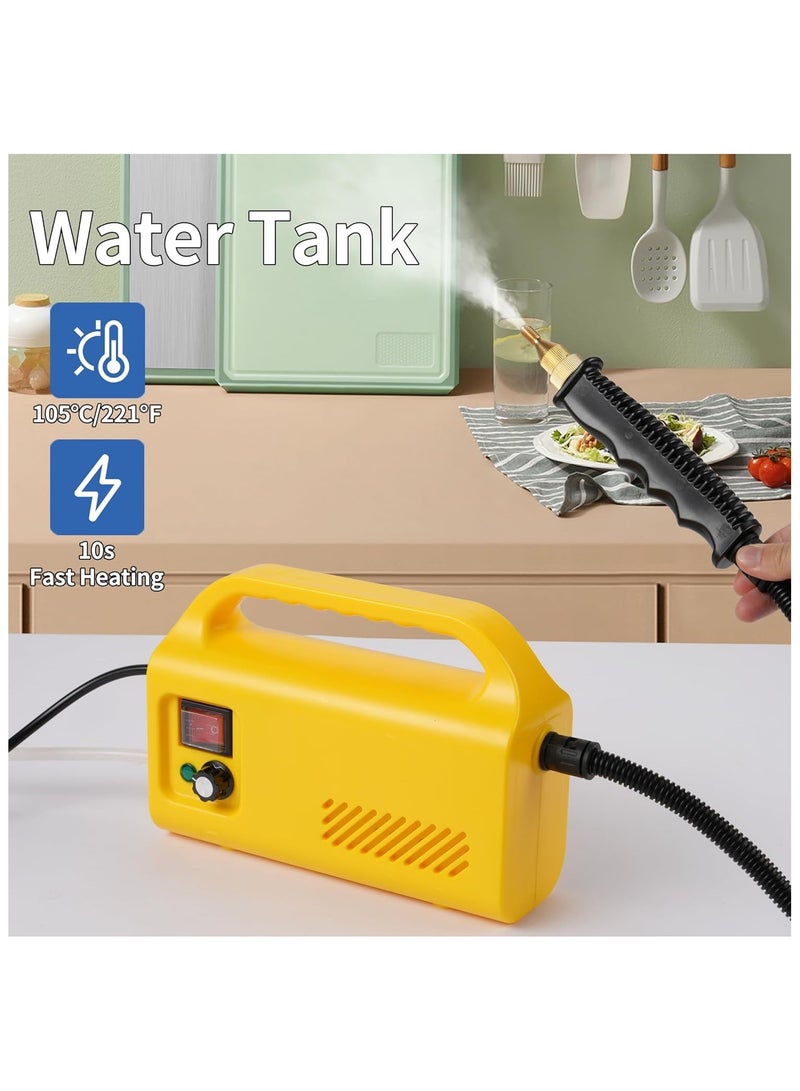 ارواق منظف ​​بخار محمول باليد بقوة 1600 واط، منظف بخاري محمول عالي الضغط مزود بثلاث فرش ومكشطة زجاجية تستخدم للتنظيف العميق للمطابخ وأرضيات الحمامات والنوافذ - Image 2