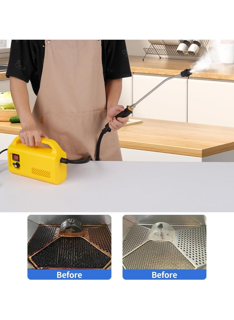 ارواق منظف ​​بخار محمول باليد بقوة 1600 واط، منظف بخاري محمول عالي الضغط مزود بثلاث فرش ومكشطة زجاجية تستخدم للتنظيف العميق للمطابخ وأرضيات الحمامات والنوافذ - Image 4