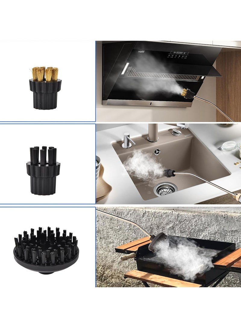 ارواق منظف ​​بخار محمول باليد بقوة 1600 واط، منظف بخاري محمول عالي الضغط مزود بثلاث فرش ومكشطة زجاجية تستخدم للتنظيف العميق للمطابخ وأرضيات الحمامات والنوافذ - Image 5