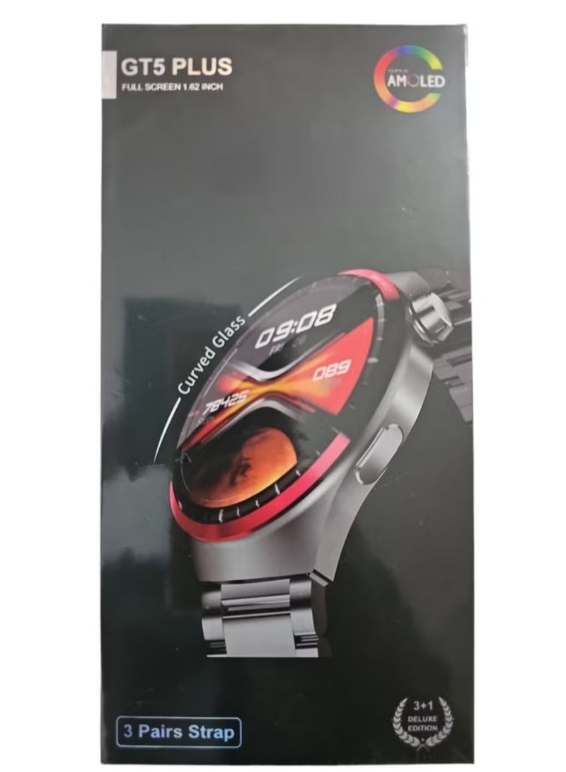 GT5 Plus Smart Watch Amoled Screen Plus 3 Pairs Strap Full Screen  - Image 1