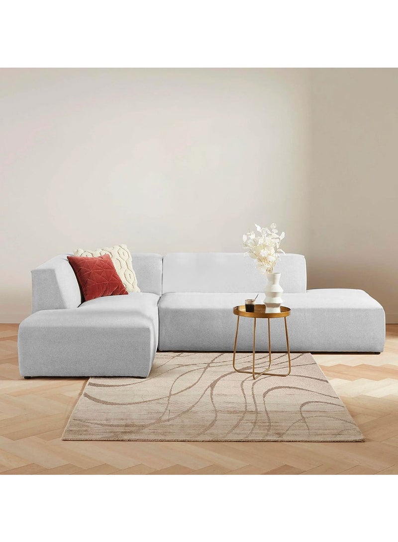 Karnak Luna L-Shape Sectional Velvet Sofa - Light Grey - Image 1