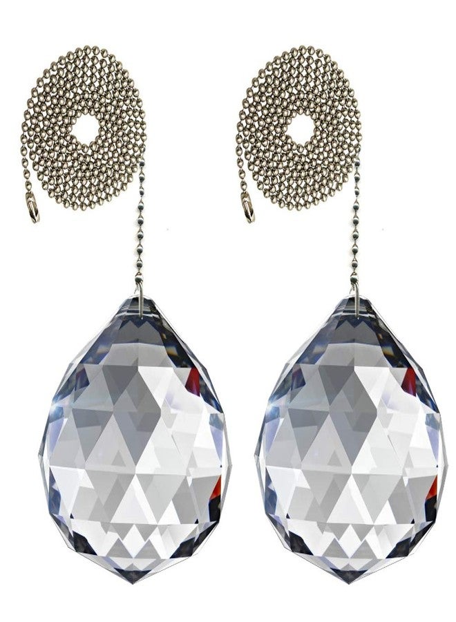 CrystalPlace Magnificent crystal 40mm Clear Crystal Ball Prism 2 Pieces Dazzling Crystal Ceiling FAN Pull Chain - Image 1