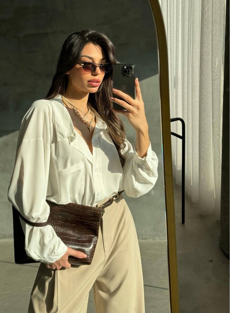 جوي قميص حرير ابيض - Image 4