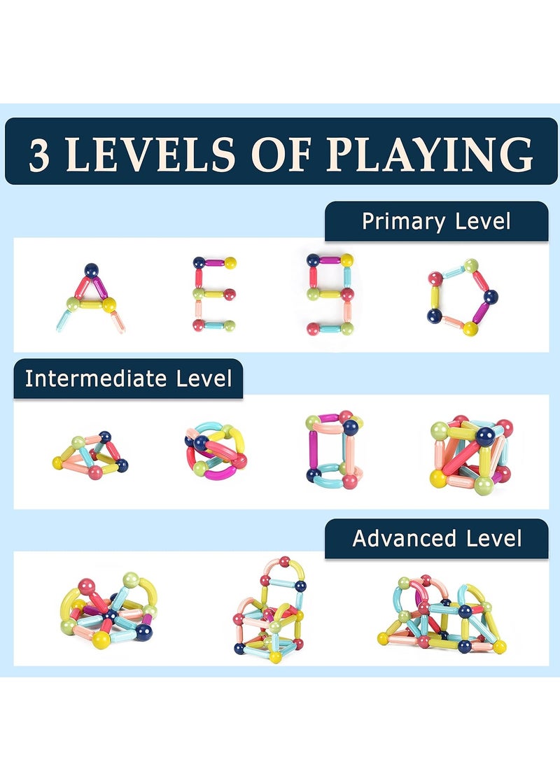 Generic - Magnetic Sticks Building Blocks Toy, 84-Piece Set of Colorful Magnetic Sticks and Balls, Strong Magnetic Design Makes It Easy to Assemble and Disassemble, Helps Develop Fine Motor Skills and Logical Thinking, Build 3D Shapes and Structures, Support Early Learning, Develop Creative Problem Solving Skills, Individual or Group Play, Perfect as an Educational Gift for Birthdays and Special Occasions - Image 1