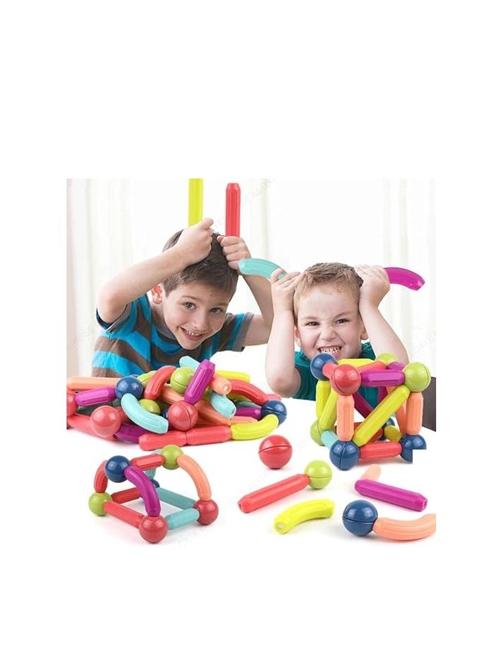 Generic - Magnetic Sticks Building Blocks Toy, 84-Piece Set of Colorful Magnetic Sticks and Balls, Strong Magnetic Design Makes It Easy to Assemble and Disassemble, Helps Develop Fine Motor Skills and Logical Thinking, Build 3D Shapes and Structures, Support Early Learning, Develop Creative Problem Solving Skills, Individual or Group Play, Perfect as an Educational Gift for Birthdays and Special Occasions - Image 1
