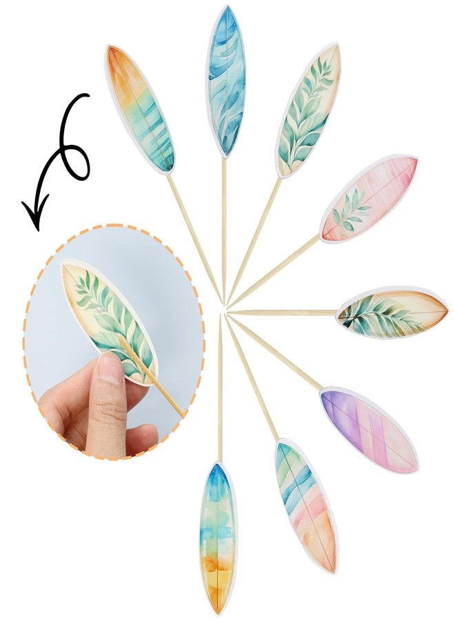 Ephlyn 40Pcs Surfboard Cupcake Toppers Surfboard Beach Cake Decorations Picks Surfboard Mini Accents for Swimming Pool Summer Beach Party Luau Birthday Baby Shower Party Supplies - Image 3
