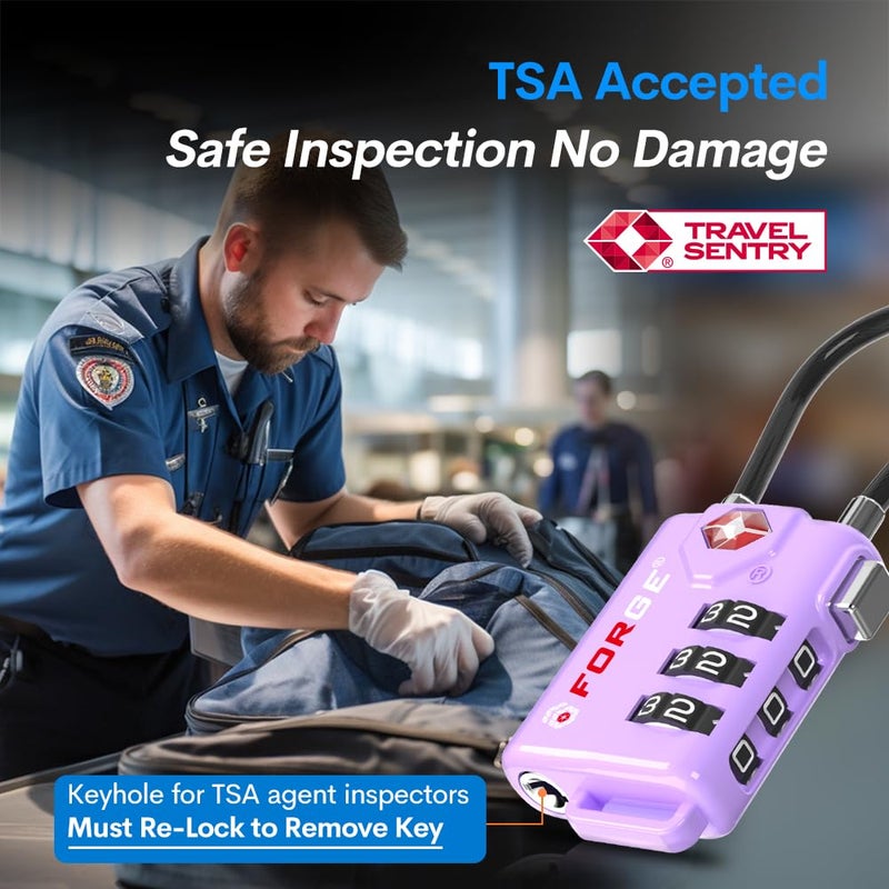 Forge Tsa Approved Luggage Locks  Re-Settable Combination With Alloy Body  Purple 4 Locks. - Image 2