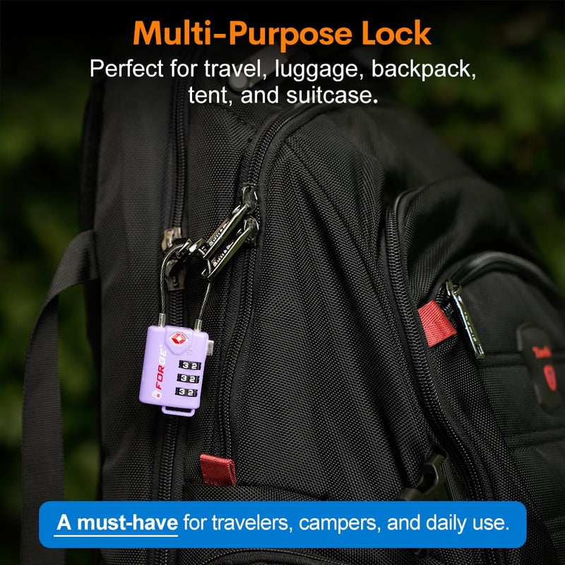 Forge Tsa Approved Luggage Locks  Re-Settable Combination With Alloy Body  Purple 4 Locks. - Image 5
