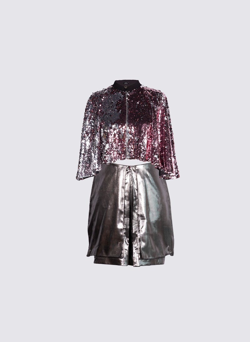 NIVA FASHION HOUSE Grace Sequin top and Metallic Shorts  - Image 1