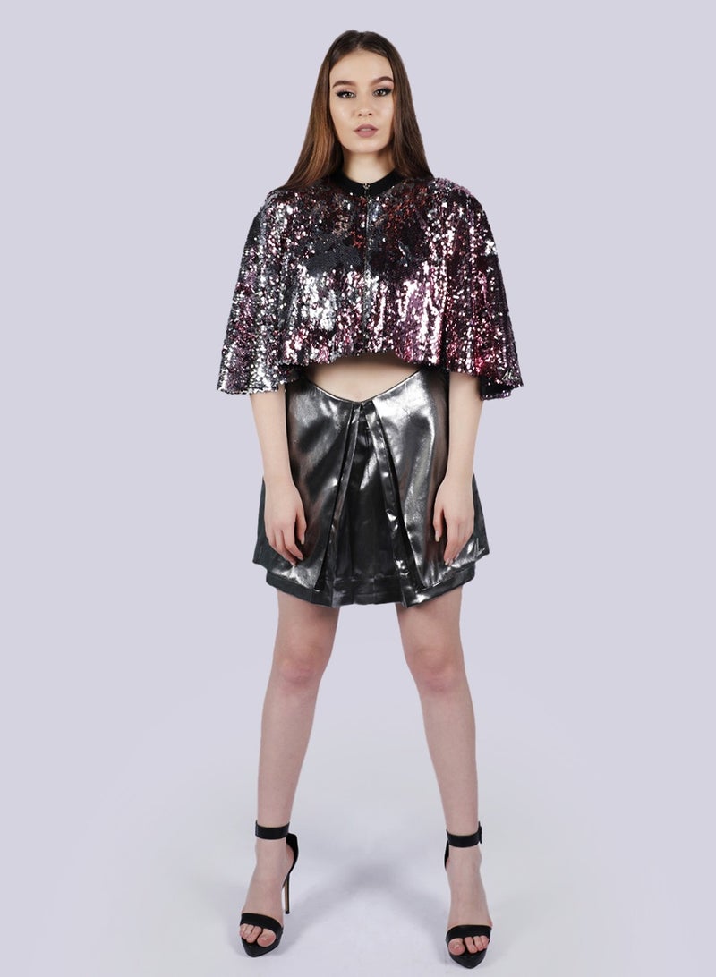 NIVA FASHION HOUSE Grace Sequin top and Metallic Shorts  - Image 2