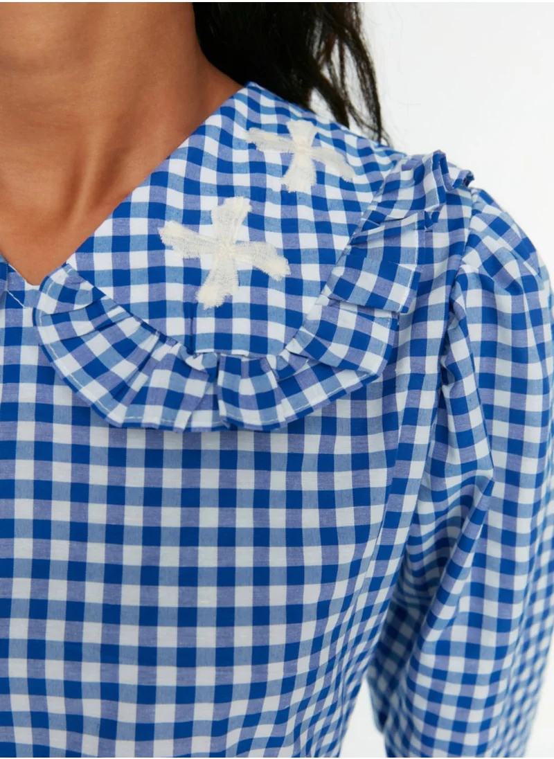 trendyol Checked Ruffle Detail Dress
