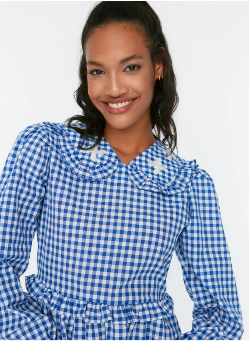 trendyol Checked Ruffle Detail Dress